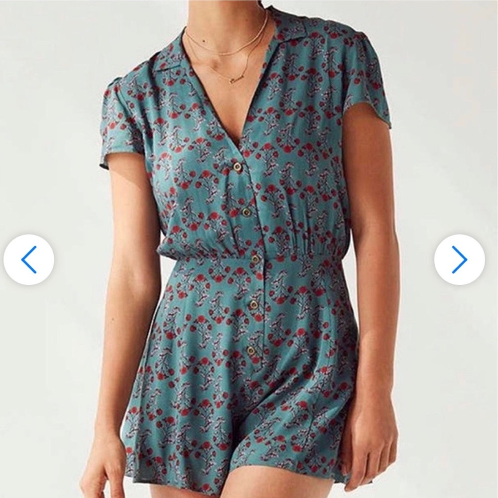 Urban Outfitters Teal Floral Romper